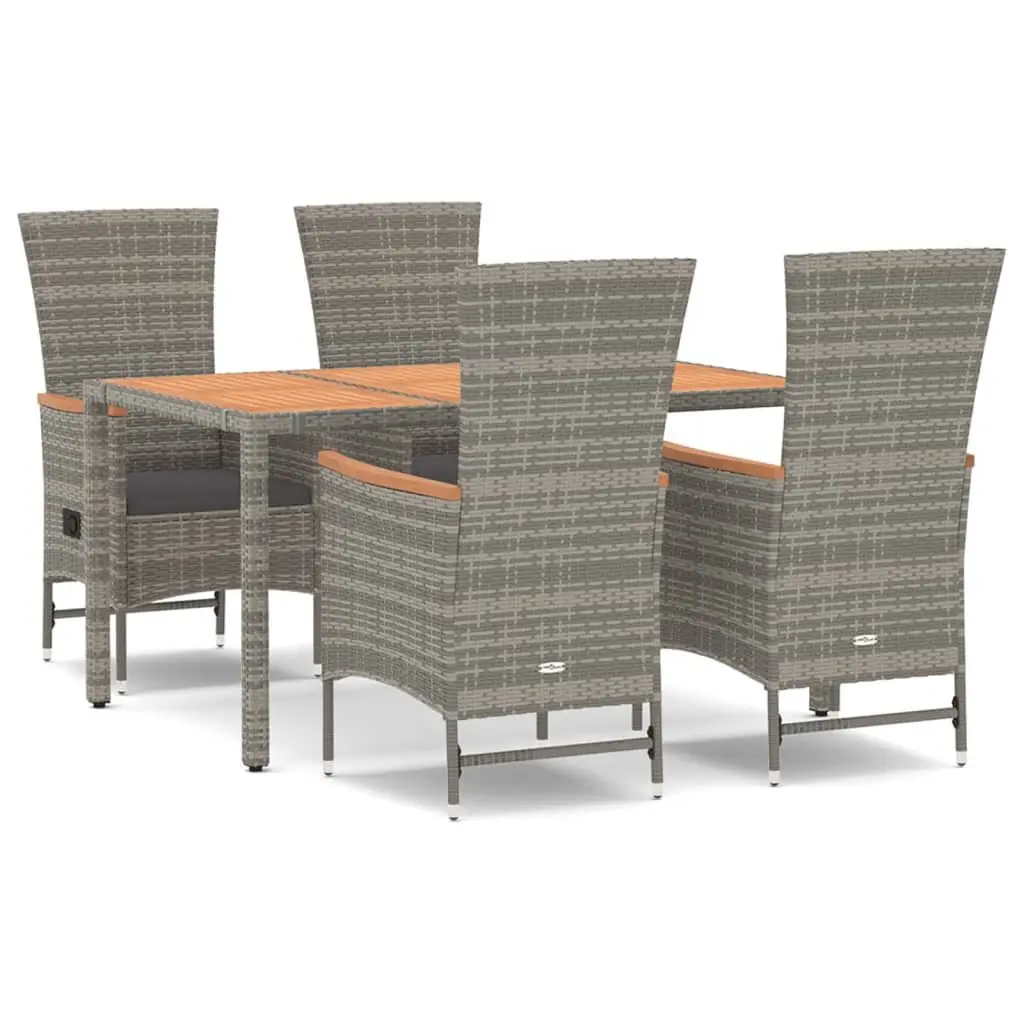 5 Piece Garden Dining Set with Durable Grey Poly Rattan