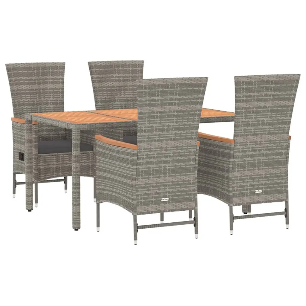 5 Piece Garden Dining Set with Durable Grey Poly Rattan