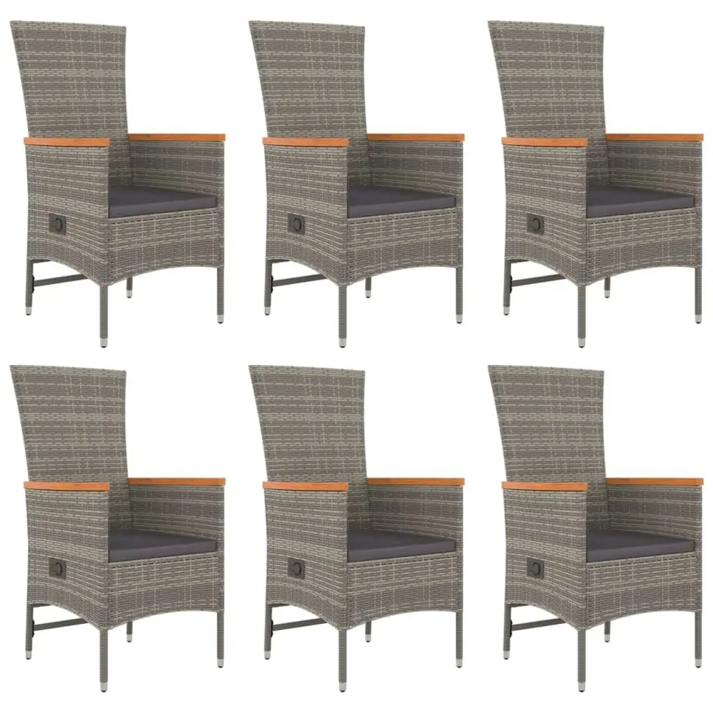 Garden Dining Set PE Rattan 7 Piece Outdoor Furniture Grey Chairs Table Cushions