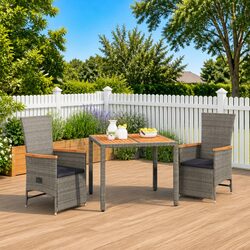 High-Quality 3 Piece Grey Rattan Garden Dining Set