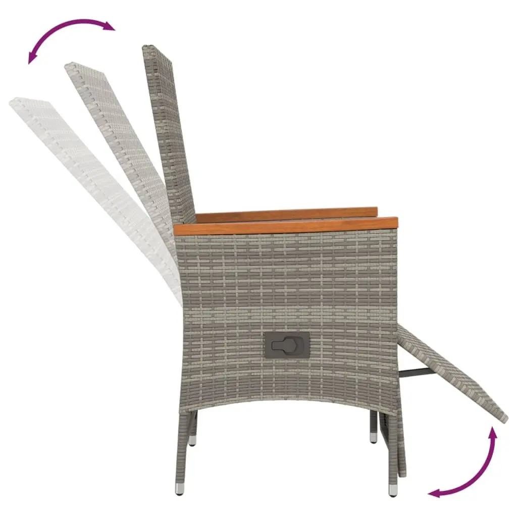 3 Piece Grey Rattan Garden Dining Set