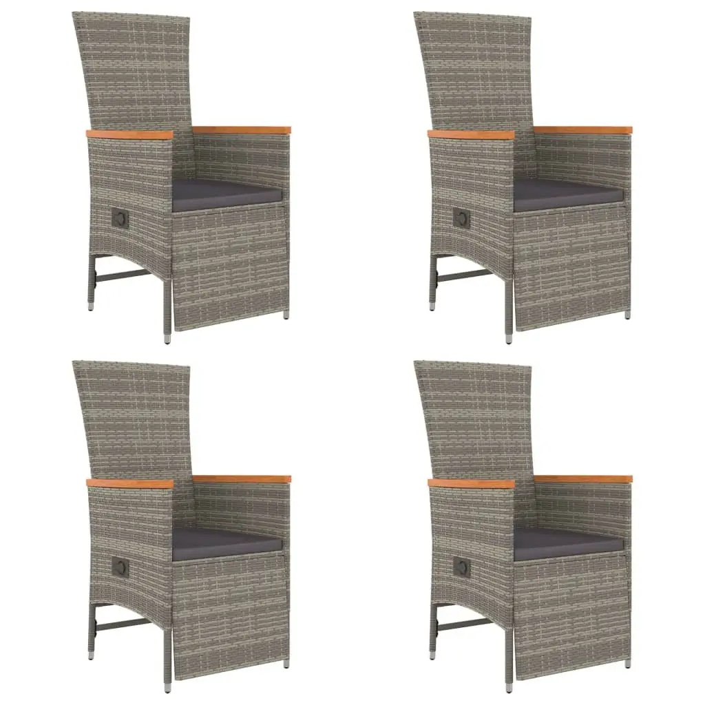 Garden Dining Set PE Rattan 5 Piece Grey with Cushions