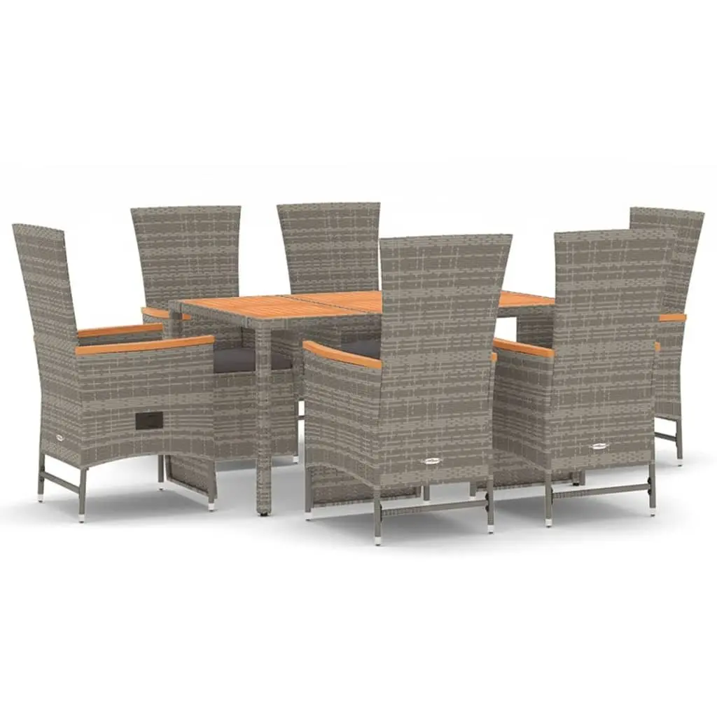 7 Piece Grey Rattan Garden Dining Set