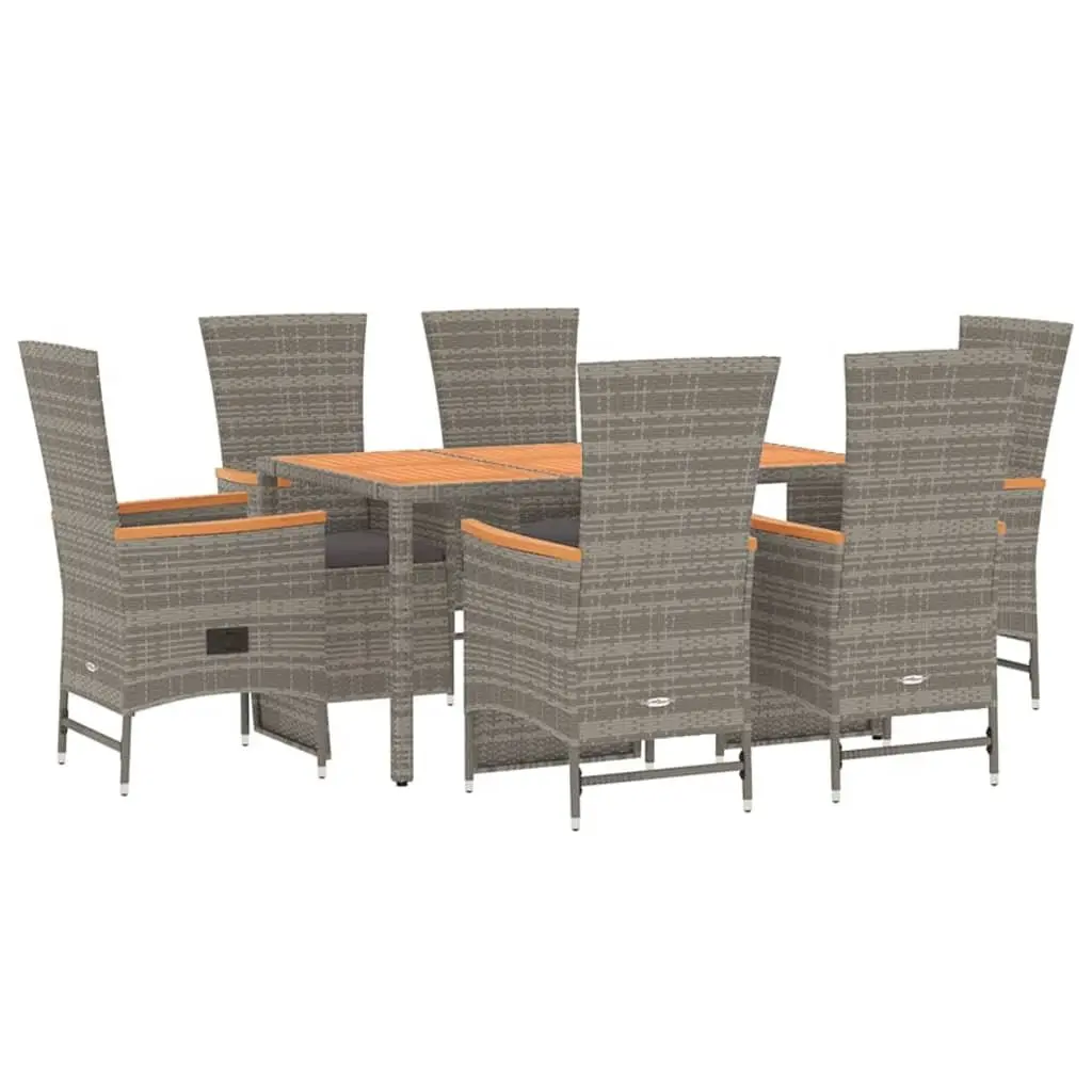 7 Piece Grey Rattan Garden Dining Set