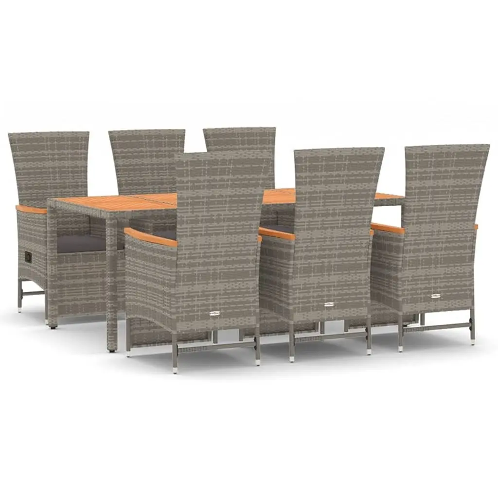 Garden Dining Set PE Rattan 7 Piece Outdoor Furniture Patio Table Chairs Cushions Grey
