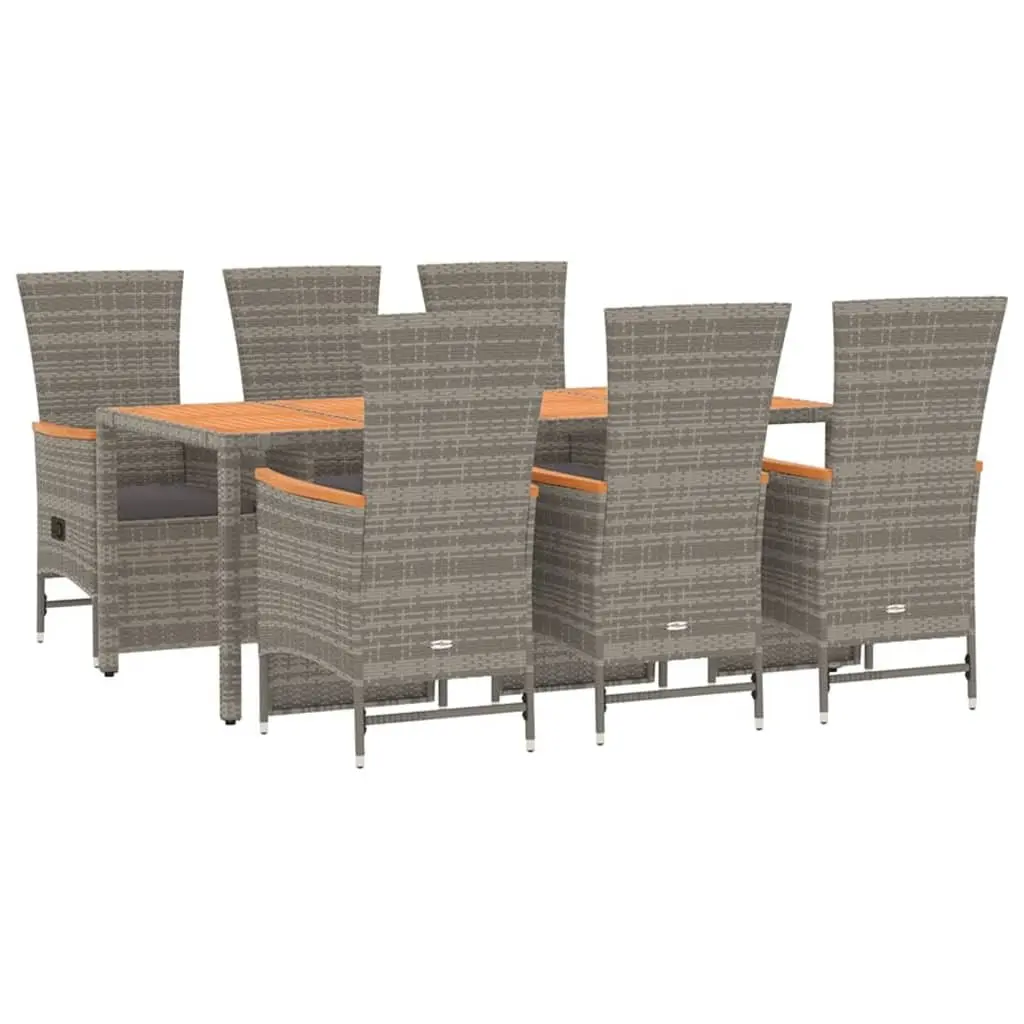 Garden Dining Set PE Rattan 7 Piece Outdoor Furniture Patio Table Chairs Cushions Grey