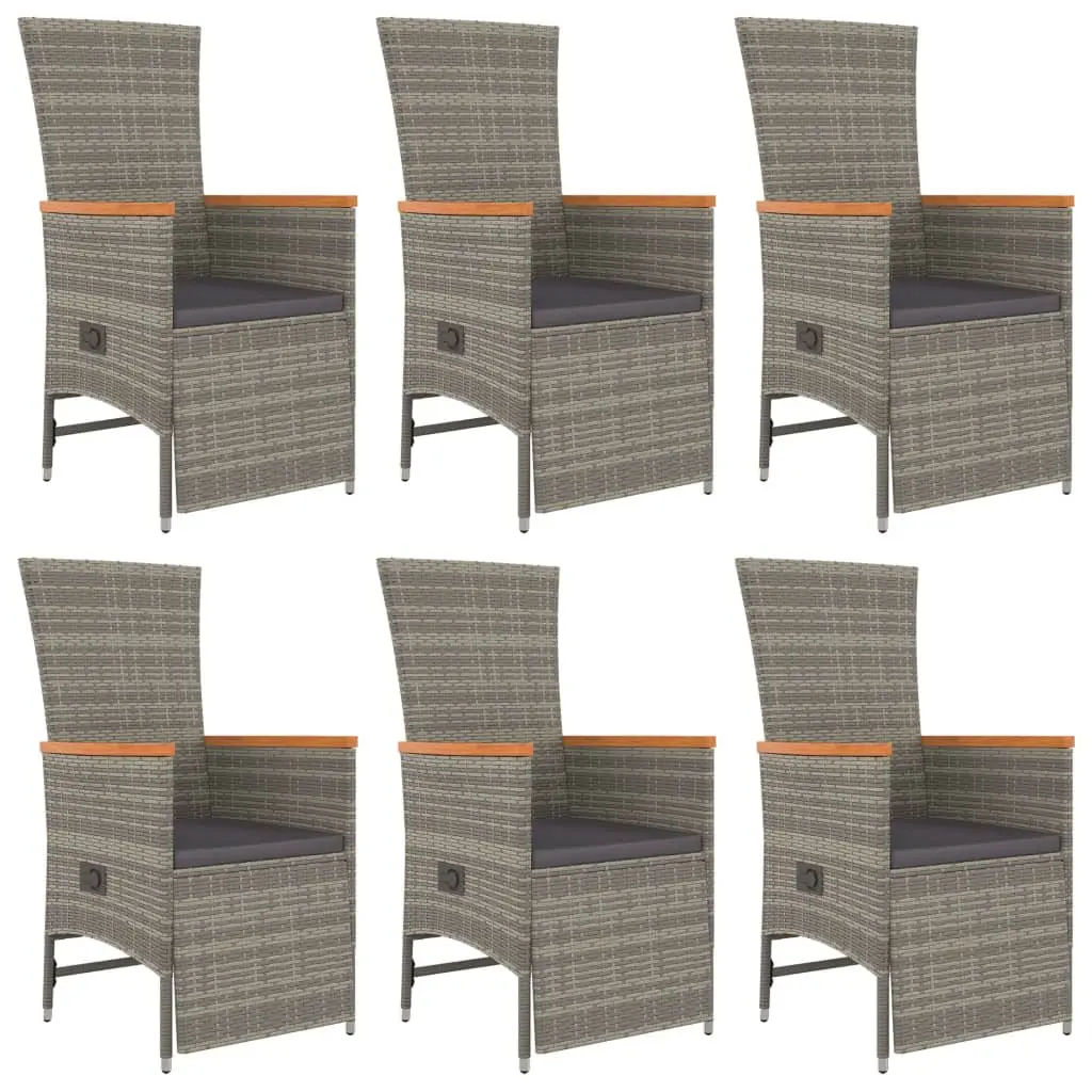 Garden Dining Set PE Rattan 7 Piece Outdoor Furniture Patio Table Chairs Cushions Grey