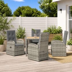 Durable 5 Piece Grey Outdoor Dining Set with Cushions