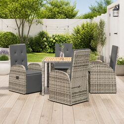 High-Quality 5 Piece Outdoor Dining Set with Grey Rattan