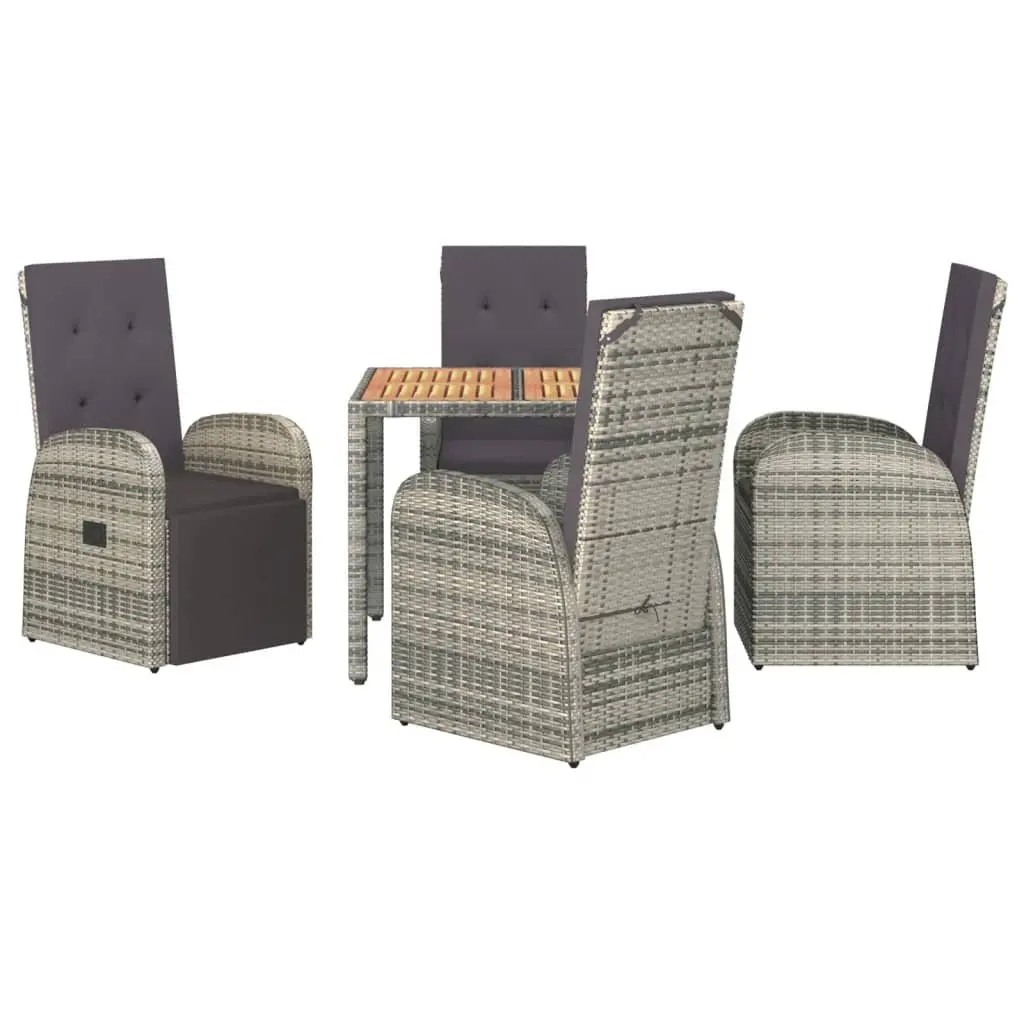 5 Piece Outdoor Dining Set with Grey Rattan