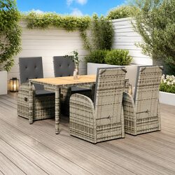 Grey 5-Piece Garden Dining Set with Comfort Features