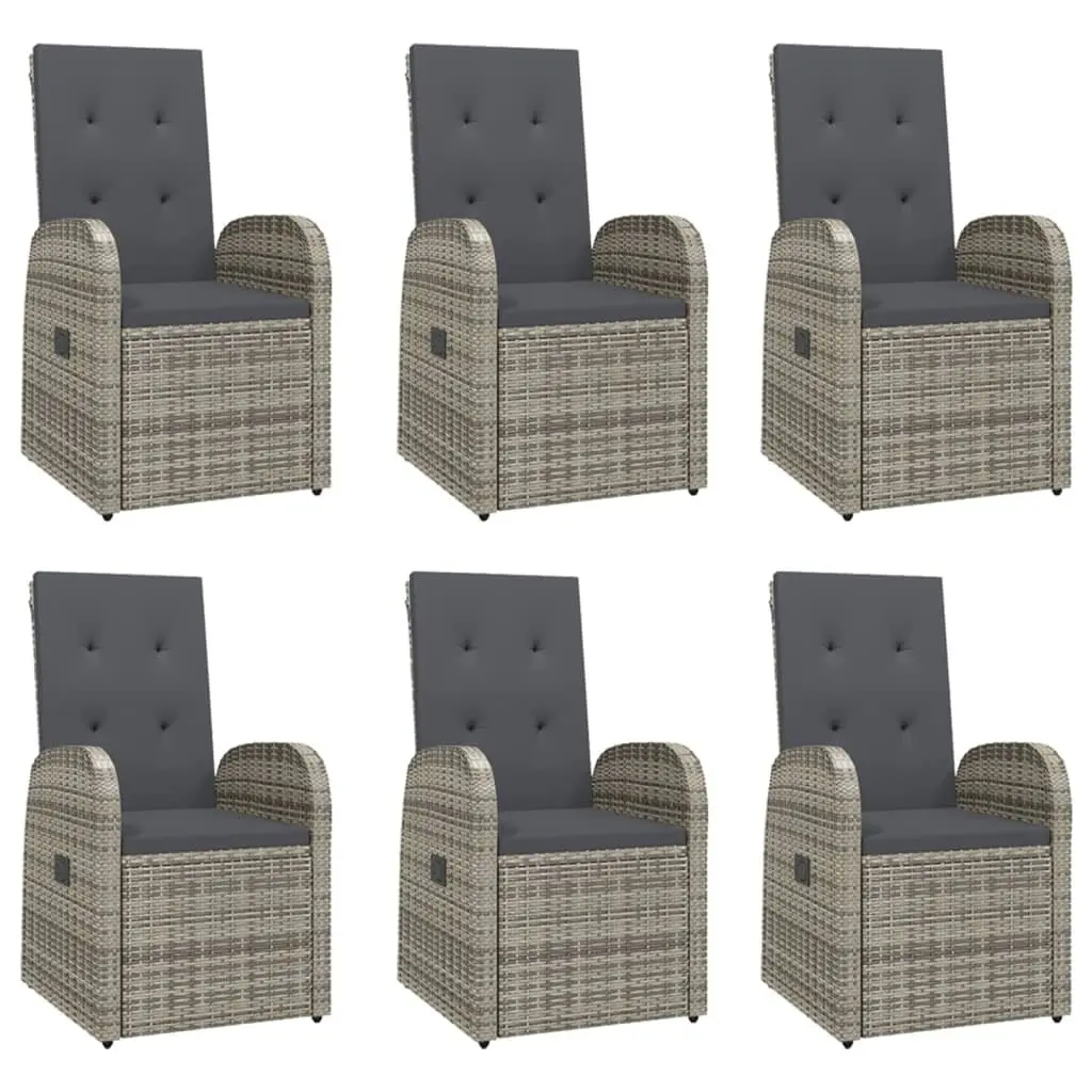 7 Piece Garden Dining Set PE Rattan Powder Coated Steel Grey Outdoor Furniture