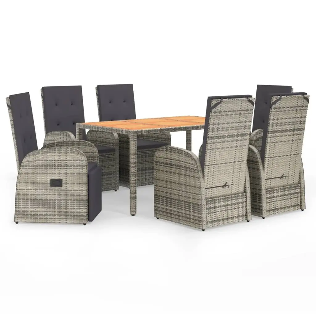 Grey 7-Piece Outdoor Dining Set with Durable Rattan Chairs