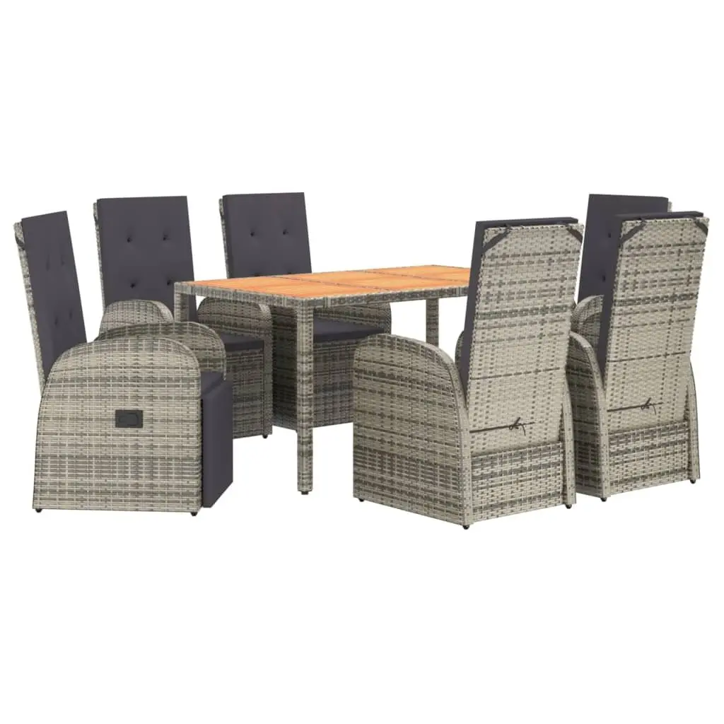 Grey 7-Piece Outdoor Dining Set with Durable Rattan Chairs