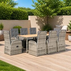 Premium 9 Piece Grey Poly Rattan Garden Dining Set