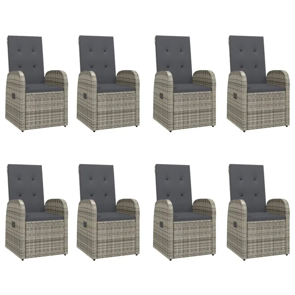 9 Piece Grey Poly Rattan Garden Dining Set