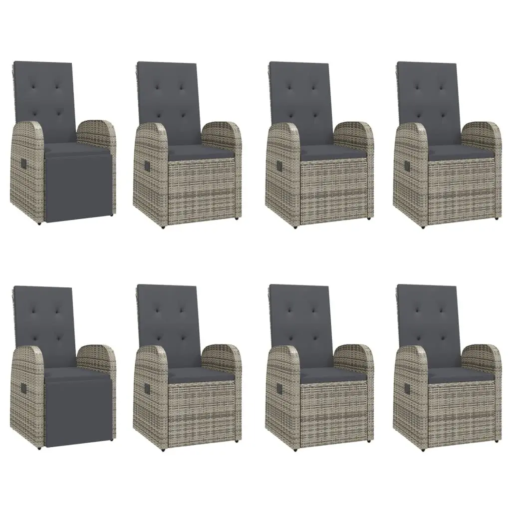 Garden Dining Set 9 Piece Grey Poly Rattan Patio Furniture Outdoor Table Chairs