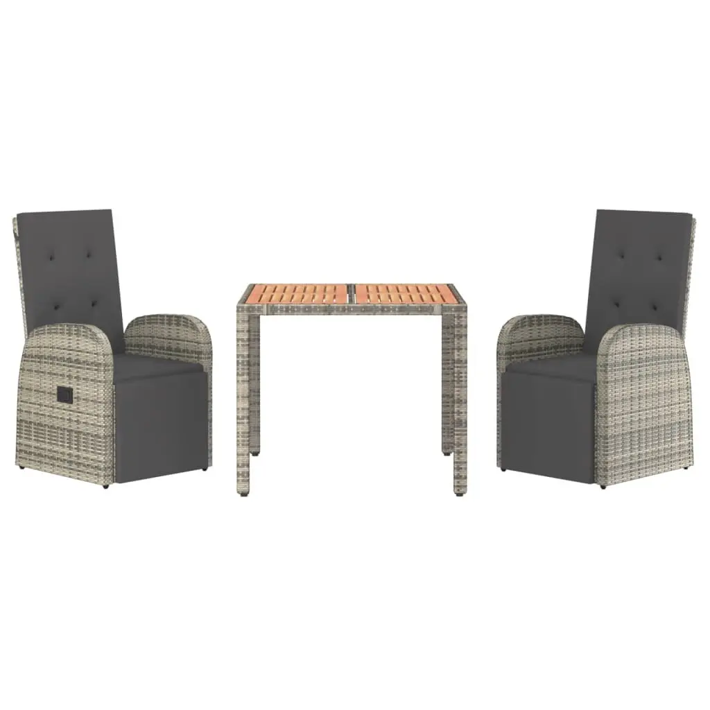 3 Piece Garden Dining Set with Reclining Chairs