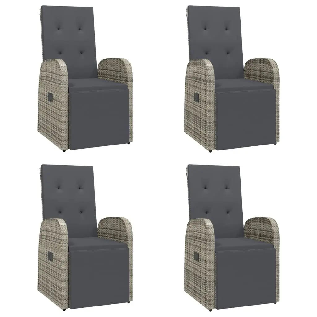 5 Piece Garden Dining Set PE Rattan Powder Coated Steel Grey with Cushions