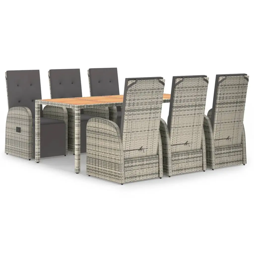 Garden Dining Set PE Rattan 7 Piece Outdoor Patio Furniture Grey