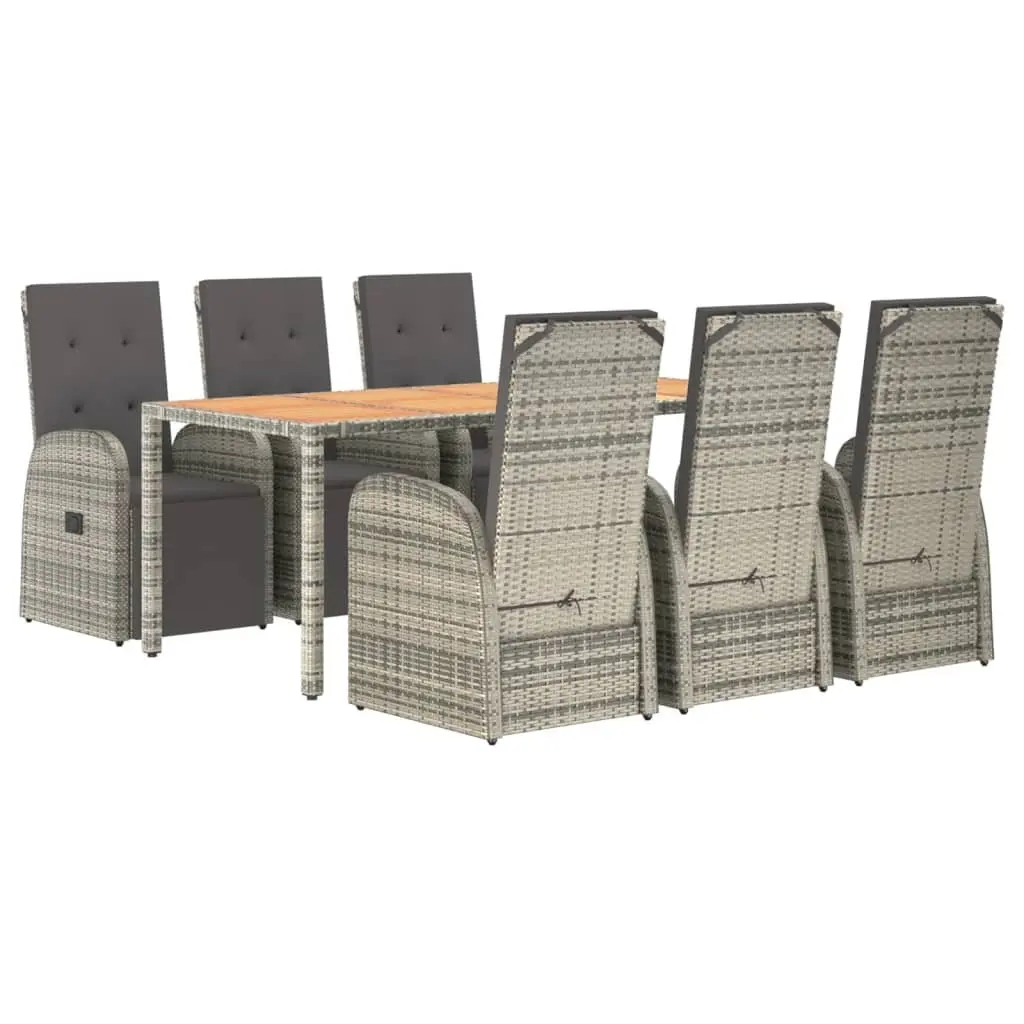 Garden Dining Set PE Rattan 7 Piece Outdoor Patio Furniture Grey