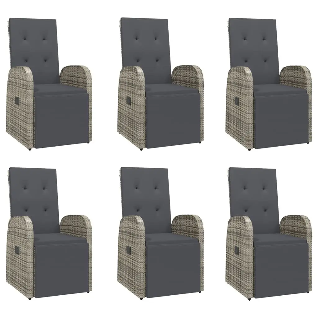 Garden Dining Set PE Rattan 7 Piece Outdoor Patio Furniture Grey