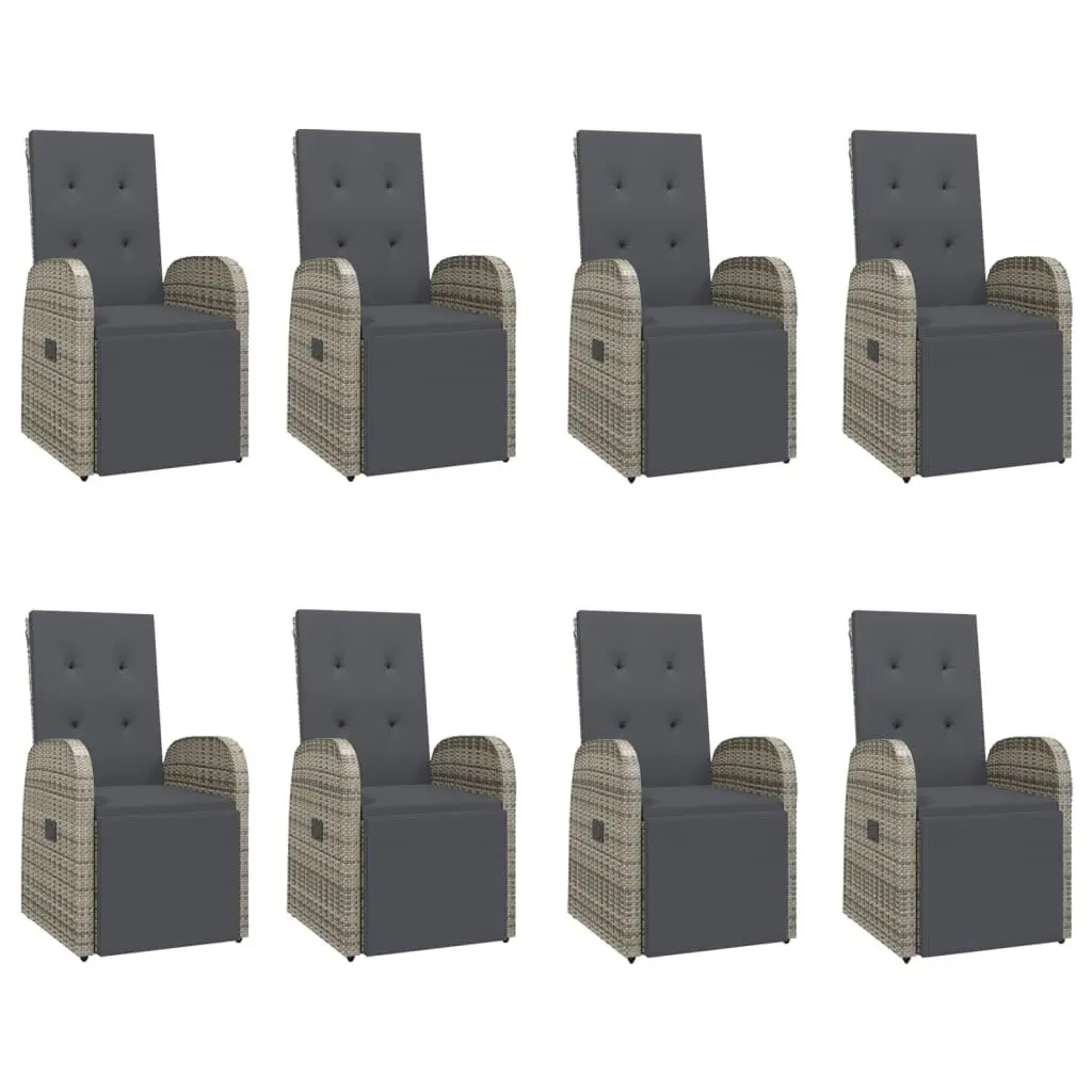 9 Piece Garden Dining Set with Grey Cushions