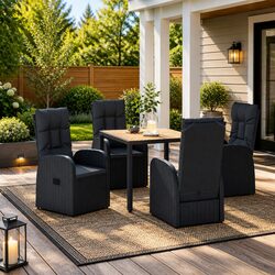 5-Piece Outdoor Dining Set with Durable Poly Rattan
