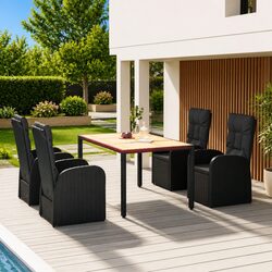 Durable 5 Piece Outdoor Dining Set with Reclining Chairs