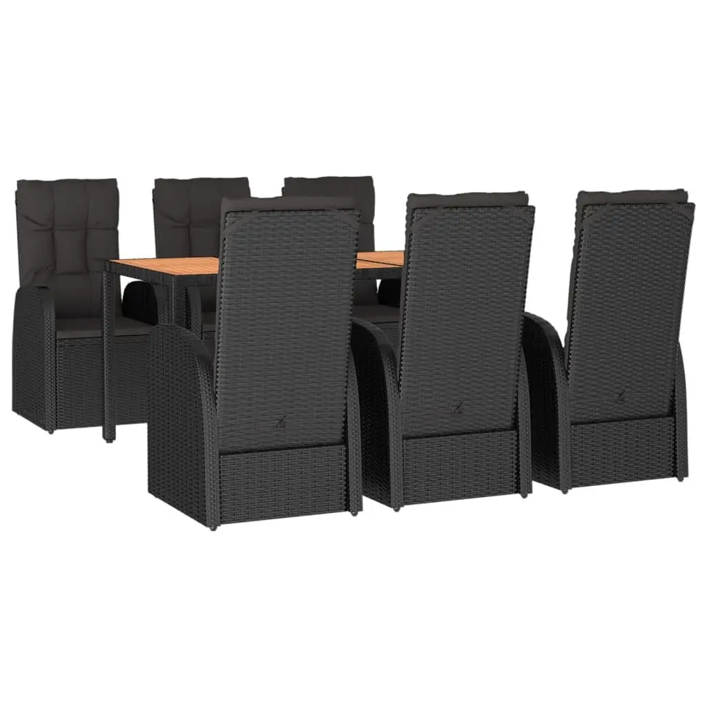 7 Piece Outdoor Dining Set PE Rattan Powder-coated Steel Black