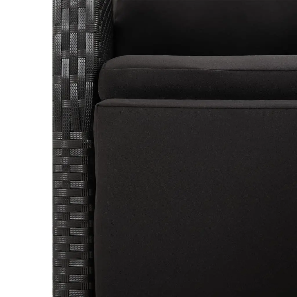 7 Piece Outdoor Dining Set PE Rattan Black Cushions