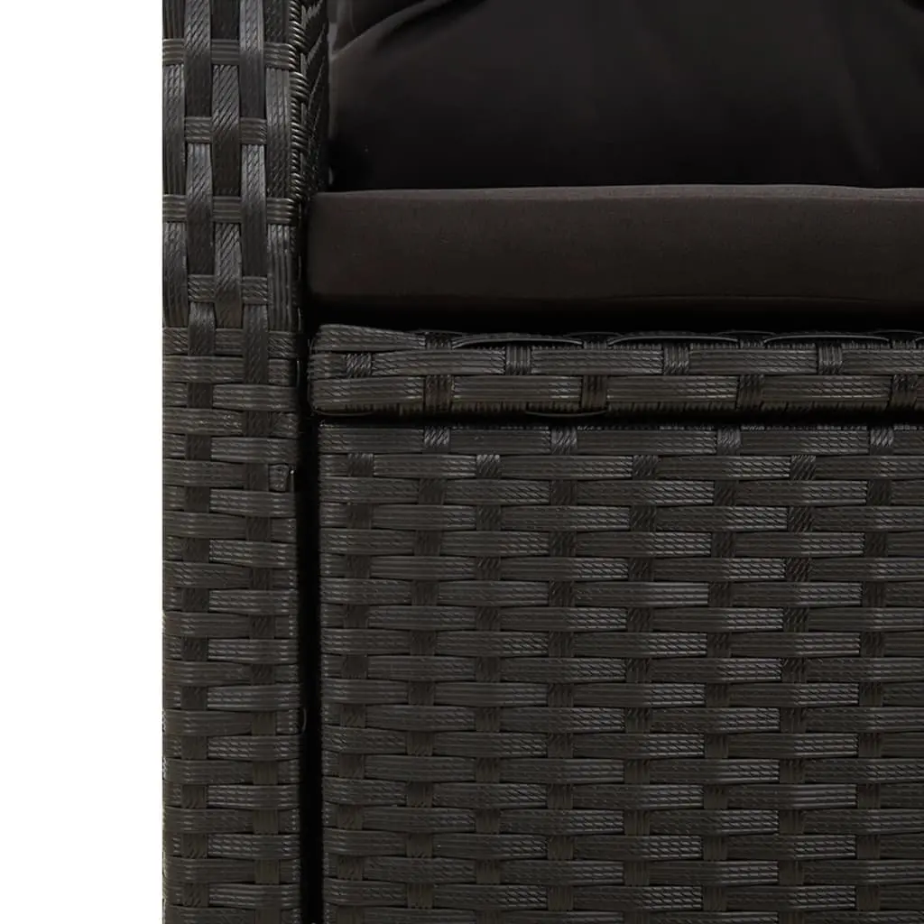7 Piece Outdoor Dining Set PE Rattan Black Cushions