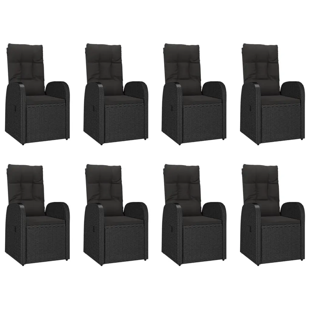 9 Piece Black Poly Rattan Outdoor Dining Set