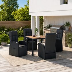 5-Piece Garden Dining Set with Rattan and Steel Frame