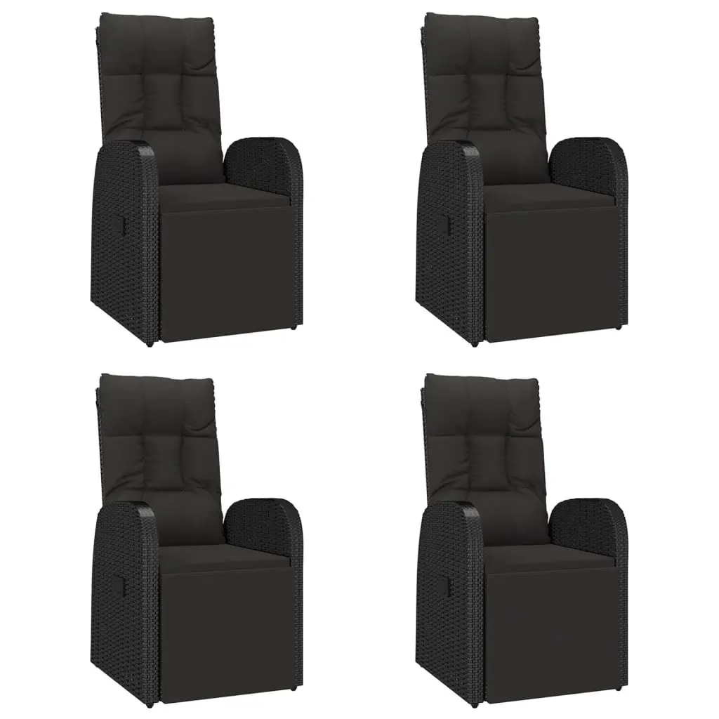 5 Piece Black Poly Rattan Outdoor Dining Set