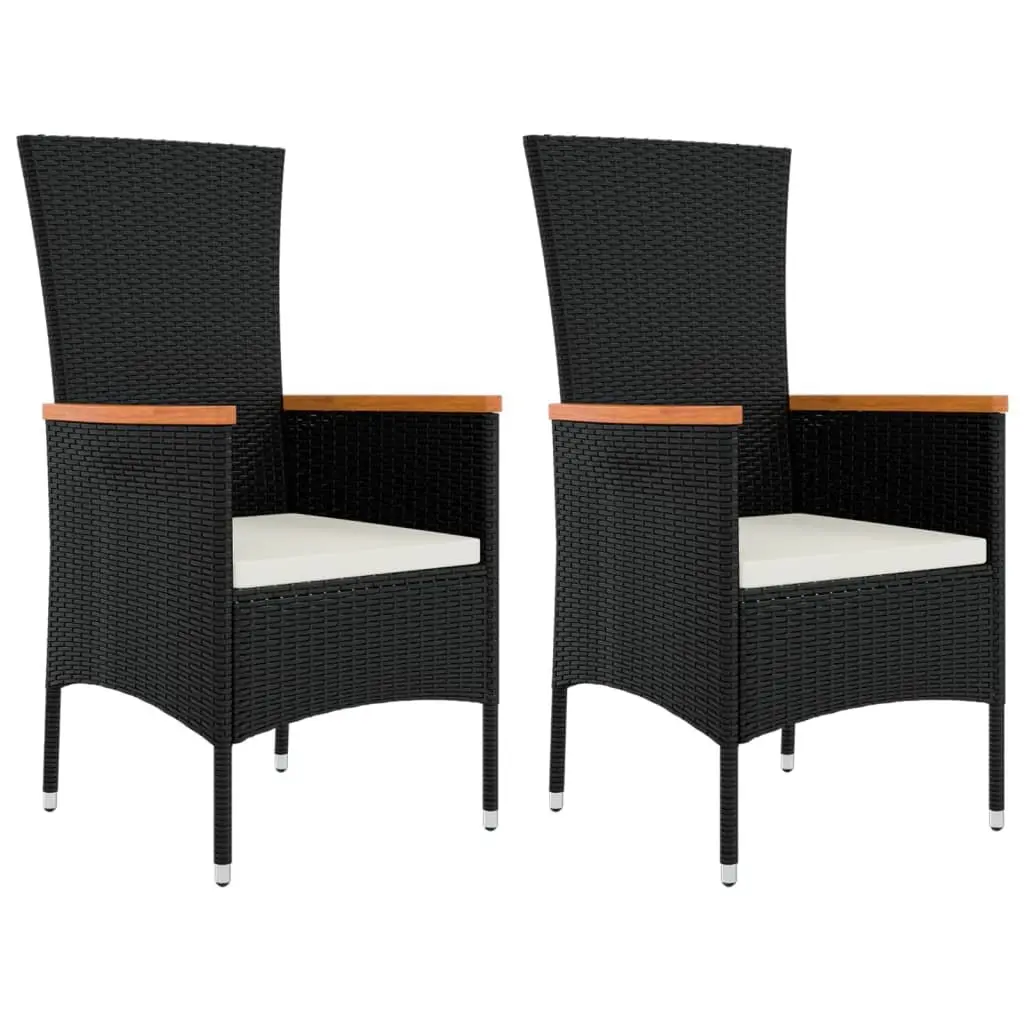 3 Piece Outdoor Lounge Set PE Rattan Acacia Wood Steel Black