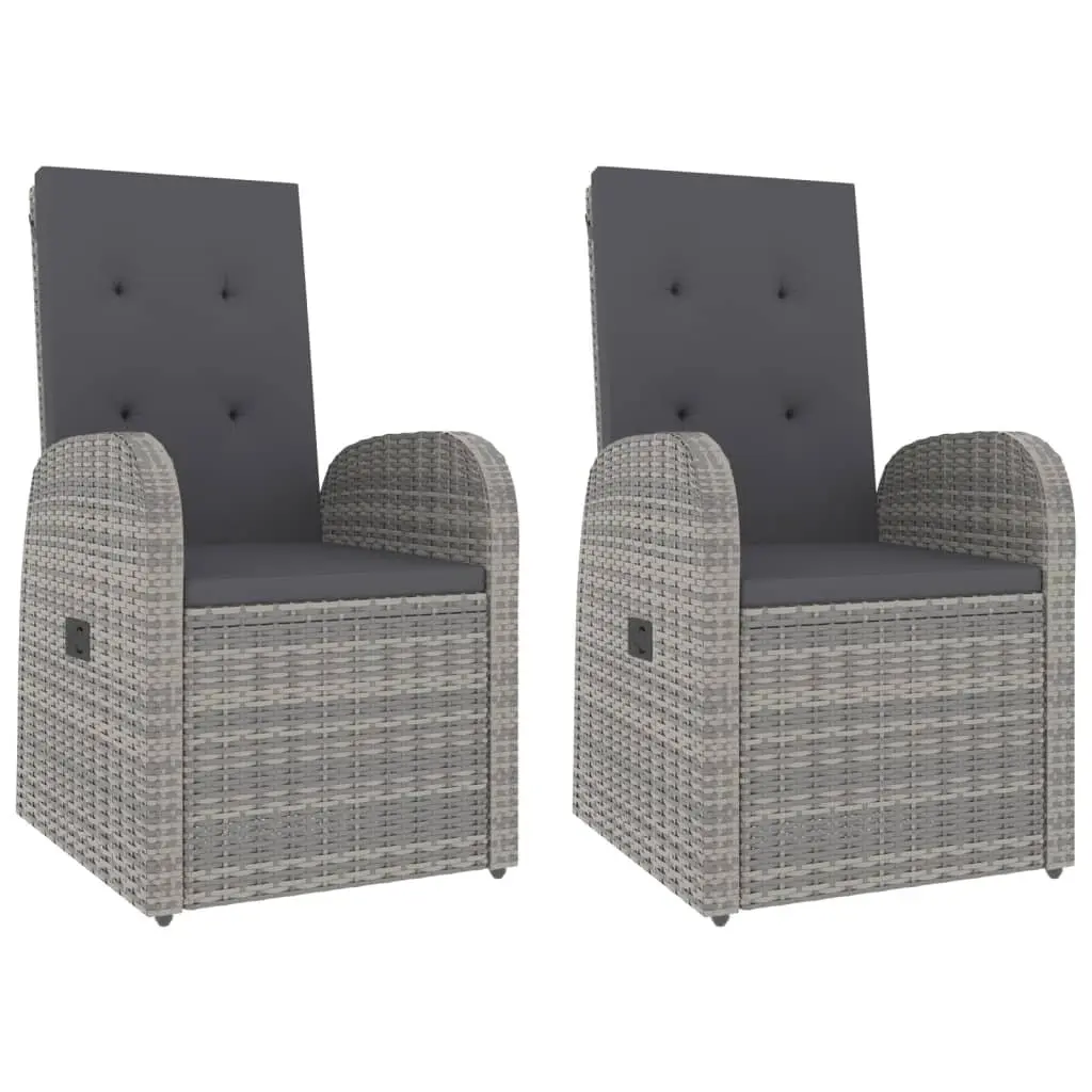 3 Piece Garden Lounge Set Grey Poly Rattan Outdoor Furniture Chairs Table