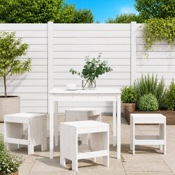 5 Piece White Patio Dining Set in Solid Pine Wood