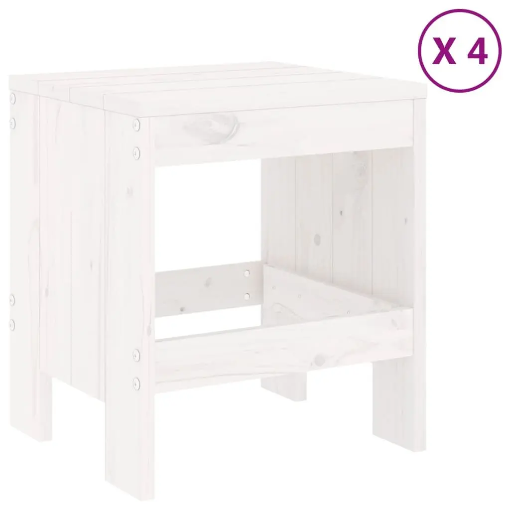 5 Piece White Patio Dining Set in Solid Pine Wood