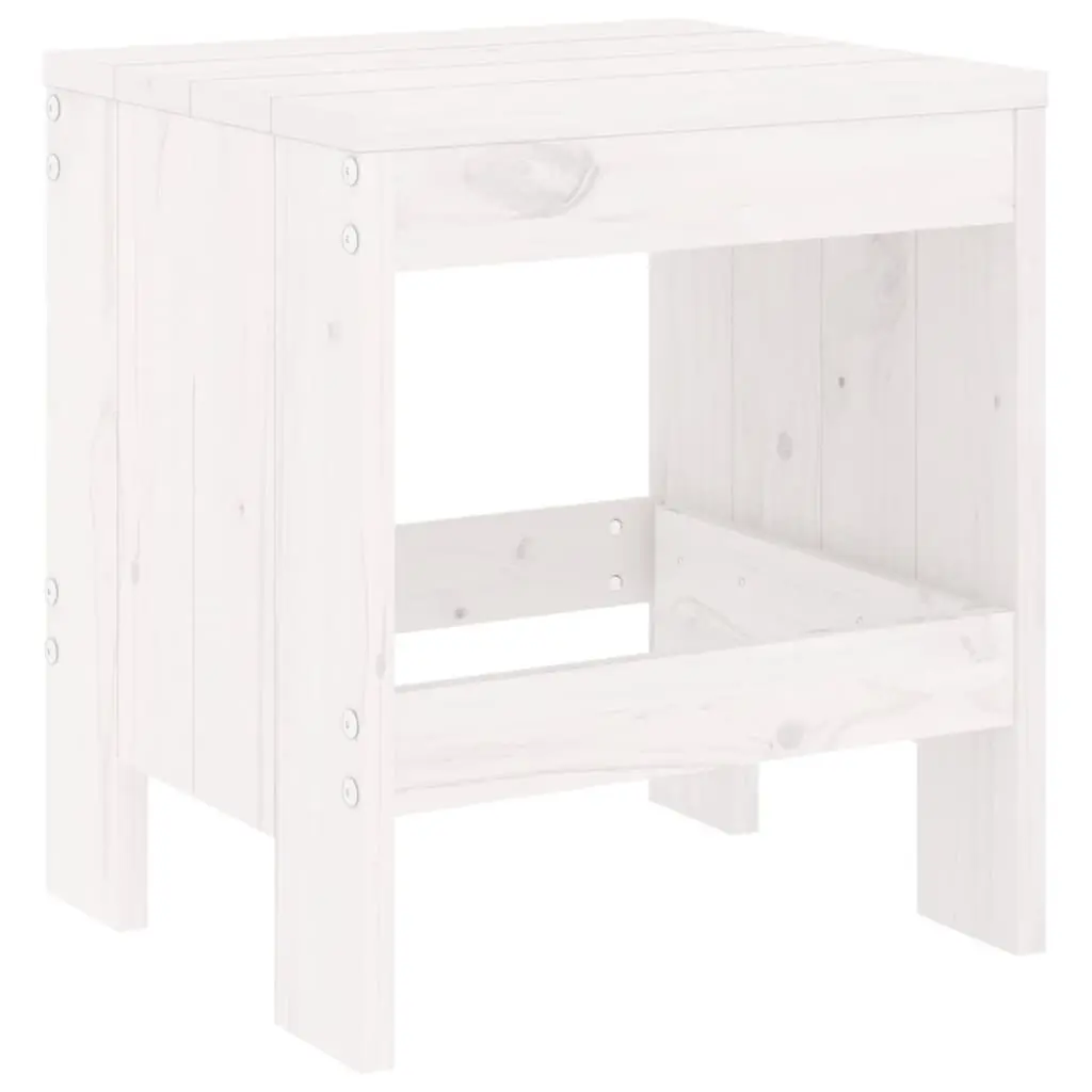 5 Piece White Patio Dining Set in Solid Pine Wood