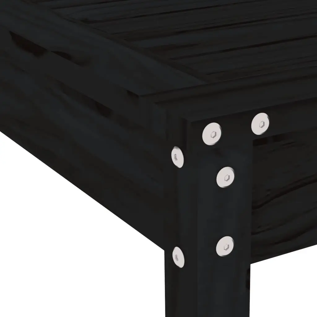5 Piece Black Pine Wood Outdoor Dining Set