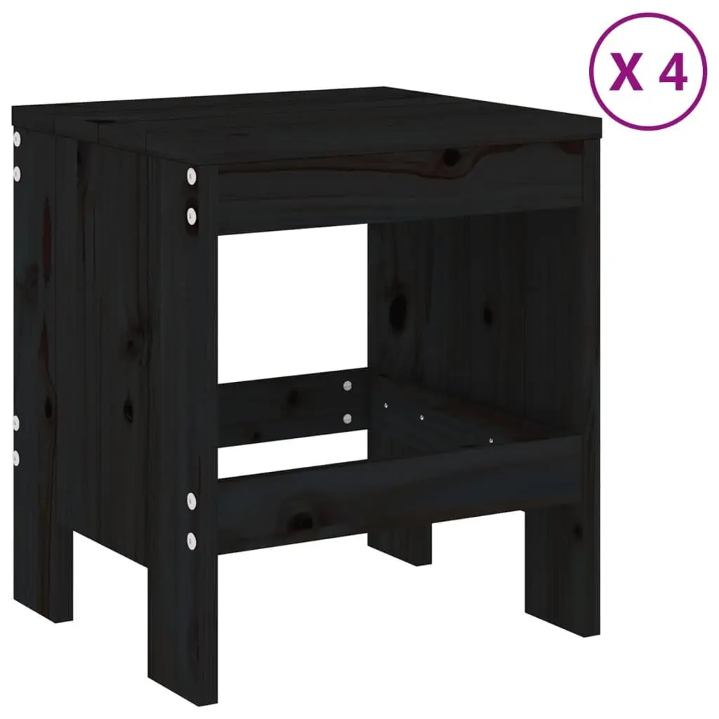 Outdoor Dining Set 5 Piece Black Solid Pine Wood Garden Patio Furniture Table