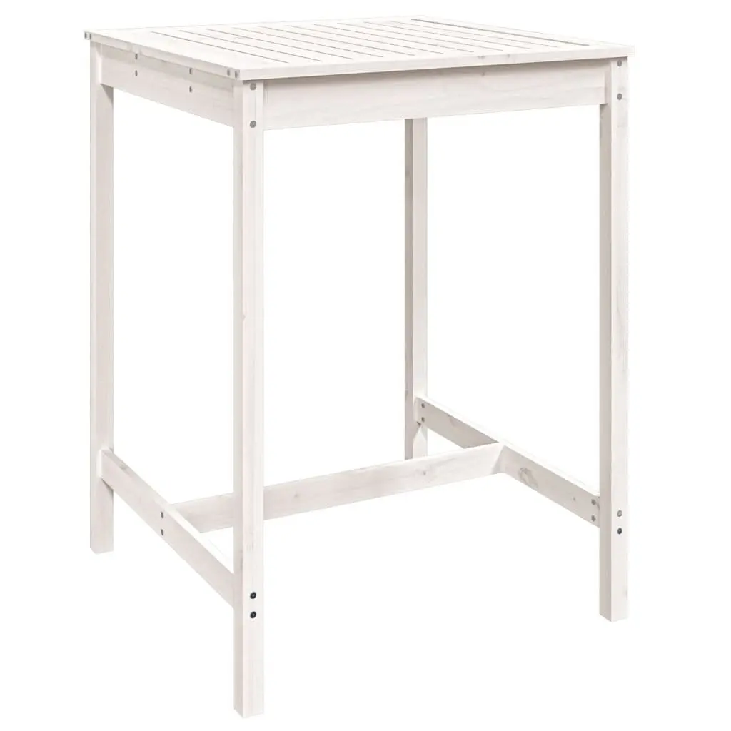 Garden Bar Set Solid Pine Wood 3 Piece Outdoor Furniture White Patio Stools Table