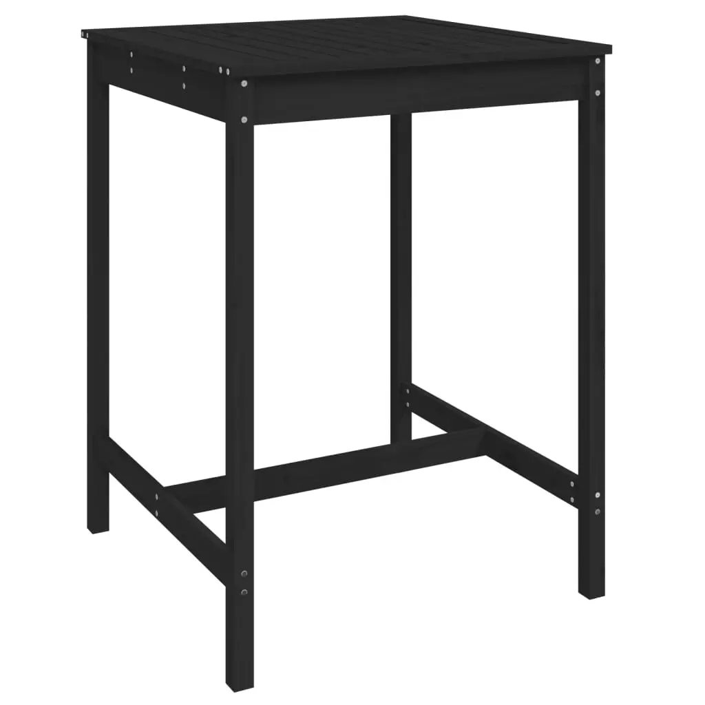 Garden Bar Set Solid Pine Wood 3 Piece Black Outdoor Patio Furniture