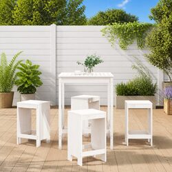 Premium 5 Piece White Wood Garden Bar Set
