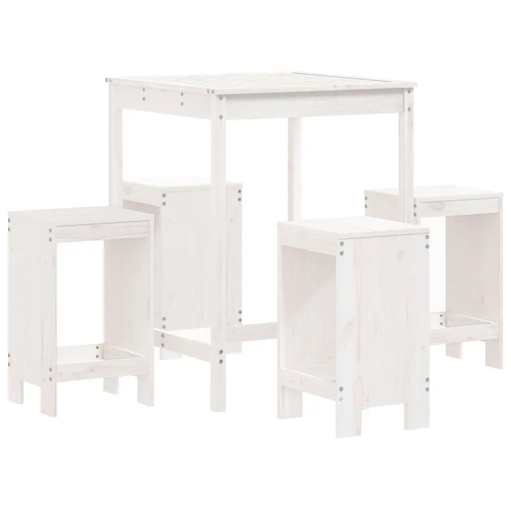 5 Piece White Wood Garden Bar Set