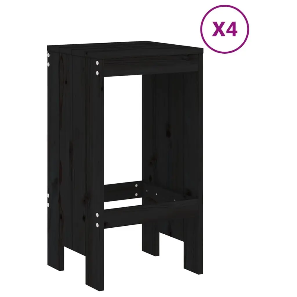 Garden Bar Set Solid Pine Wood 5 Piece Outdoor Patio Furniture Black