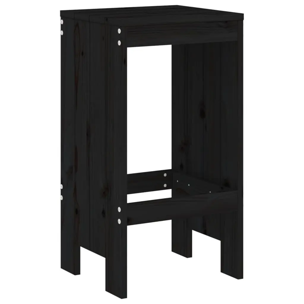 Garden Bar Set Solid Pine Wood 5 Piece Outdoor Patio Furniture Black