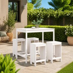 White Wood 5 Piece Garden Bar Set for Outdoor Spaces