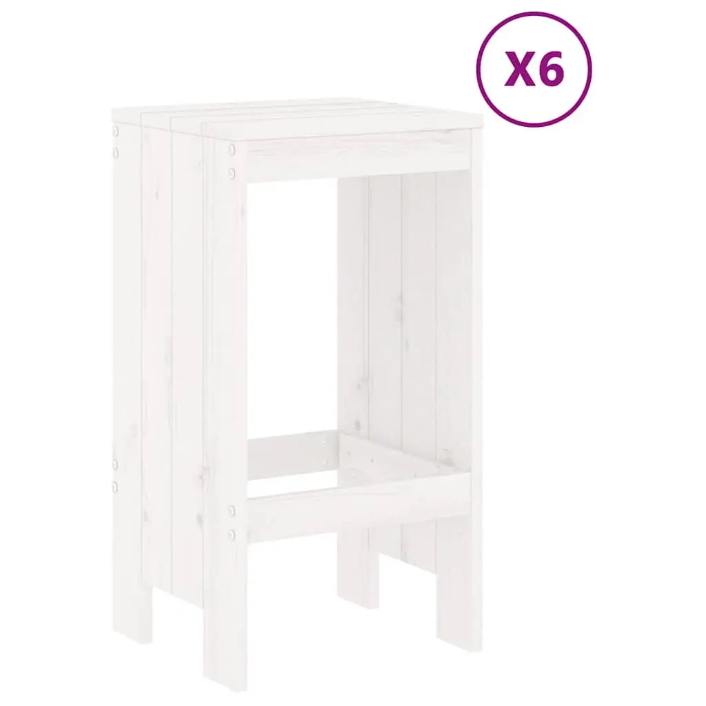 Solid Wood 7-Piece Garden Bar Set in White